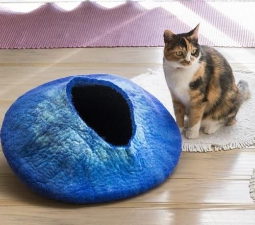 ネパールフェルトのキャットハウス★手作りのぬくもりがつたわります 【新品★未使用品】