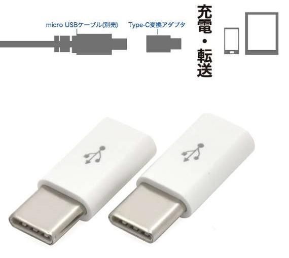 赤字上等★激安セール【在庫あり★即納可能】micro USB Type-C 変換コネクタ アダプター ホワイト★小型 充電 データ転送 usb2.0 56KΩ抵抗内蔵