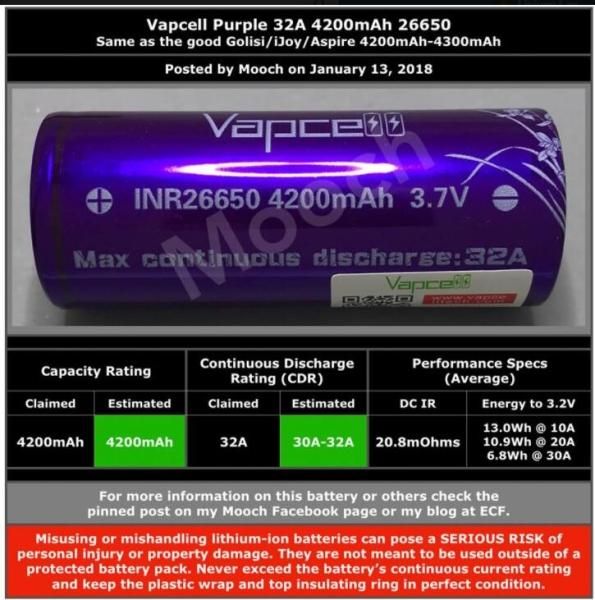 赤字上等★激安セール【在庫あり★即納可能】オーセンティック Vapcell INR 26650 リチウムイオン バッテリー 4200mah 32A★充電池【×】