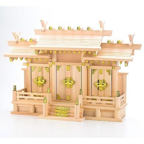 【お取り寄せ★納期 最長 約2週間】屋根違い三社 明津 中サイズ★神具 神事用品 推し神棚 推し活 コレクションラック ディスプレイ 飾り棚 収納 オタ活