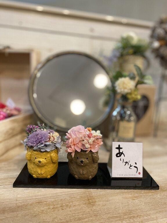 【お取り寄せ★納期 最長 約1ヶ月】ペアーズ ペット用お供え マム プリザーブドフラワー★現代仏花 供花 お供え バラ 菊 キク 和風 ギフト プレゼント