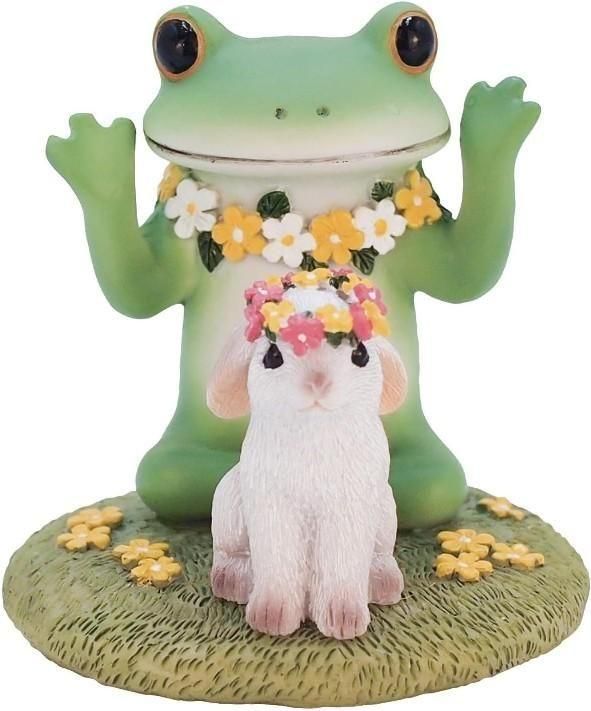 【在庫あり★即納可能】コポー ミドル 花畑であそぶカエルとうさぎ Copeau★風水★金運【新品】【蛙/カエル/かえる】【置物】【キャラクターグッズ★雑貨】621549