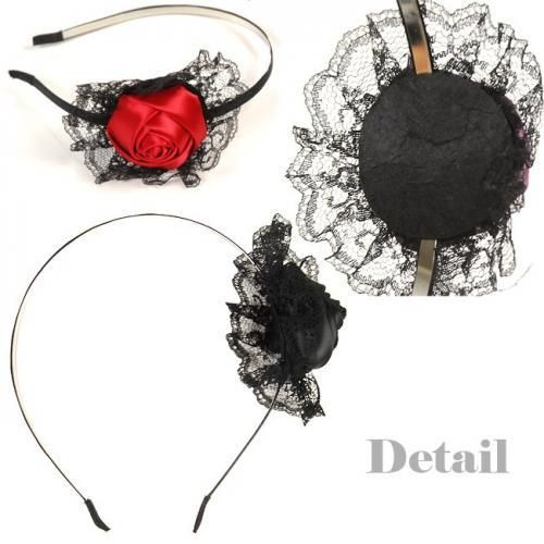 【在庫あり★即納可能】サテンローズ&レースカチューシャ【ヘアアクセサリー/イベント/パーティ/ゴスロリ/コスプレ小物】
