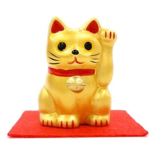 招き猫 5cm★右手(お金)招きで金運アップ・左手(お客様)招きで来客運アップの招きネコ★黒色・白色・金色★ブラック/ホワイト/ゴールド【新品★未使用品】