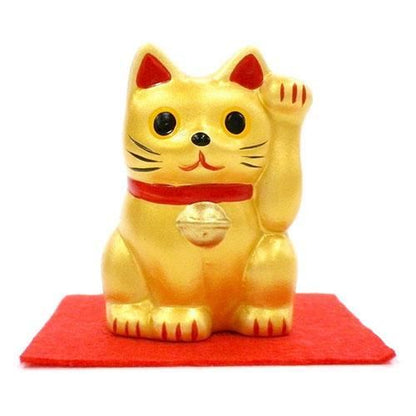 招き猫 5cm★右手(お金)招きで金運アップ・左手(お客様)招きで来客運アップの招きネコ★黒色・白色・金色★ブラック/ホワイト/ゴールド【新品★未使用品】