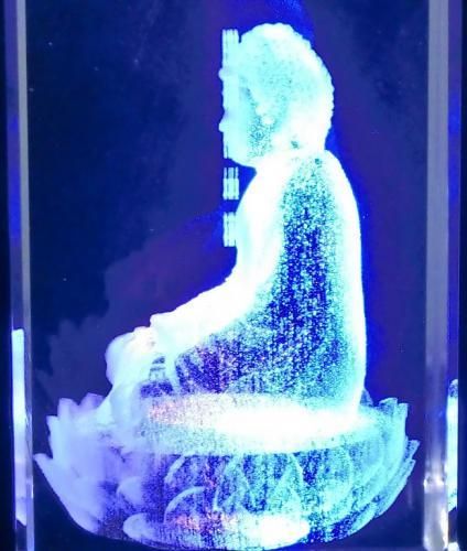 【在庫あり★即納可能】阿弥陀如来 クリスタルガラス レーザー彫り LEDライトディスプレイ台座付き★戌・亥年生まれの人の守護神仏★犬・いぬ・イヌ・猪・イノシシ・いのしし【新品★未開封品】