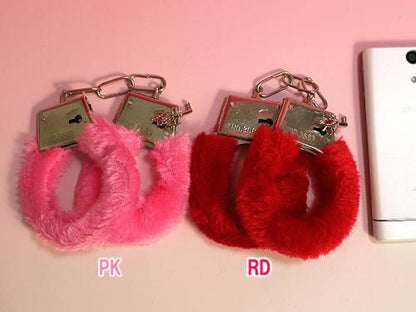 【在庫あり★即納可能】ファーLOVE カフス ピンク/レッド★ちょいエロ手錠【新品★未使用品】