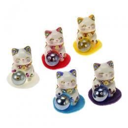 風水 ハッピーキャット ミニミニ★ホワイト/ピンク/イエロー/スカイブルー/パープル【新品】