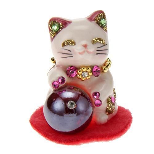 風水 ハッピーキャット ミニミニ★ホワイト/ピンク/イエロー/スカイブルー/パープル【新品】