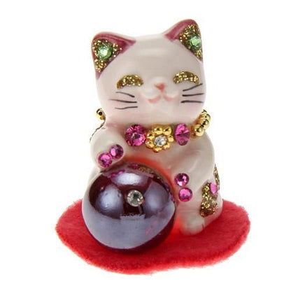 風水 ハッピーキャット ミニミニ★ホワイト/ピンク/イエロー/スカイブルー/パープル【新品】