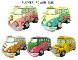フラワー パワー バンク★FLOWER POWER BUS★ファルクスワーゲンバス風【新品】