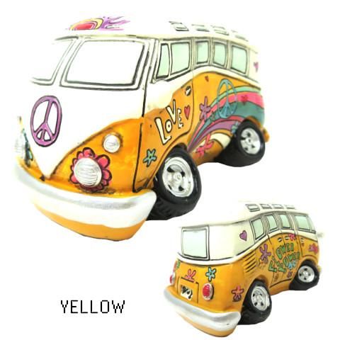 フラワー パワー バンク★FLOWER POWER BUS★ファルクスワーゲンバス風【新品】