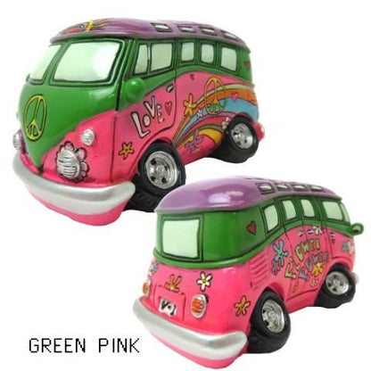 フラワー パワー バンク★FLOWER POWER BUS★ファルクスワーゲンバス風【新品】