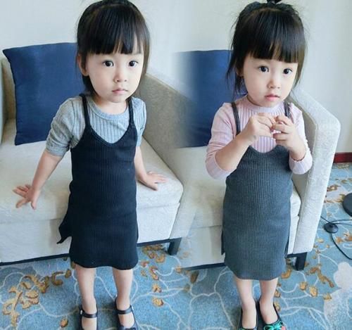 キャミ ワンピース キッズ用★こども服 女の子 子供 80cm 90cm 100cm 110cm 120cm/グレー ブラック【新品★未使用品】