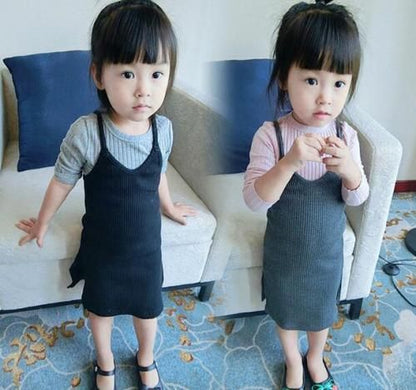 キャミ ワンピース キッズ用★こども服 女の子 子供 80cm 90cm 100cm 110cm 120cm/グレー ブラック【新品★未使用品】