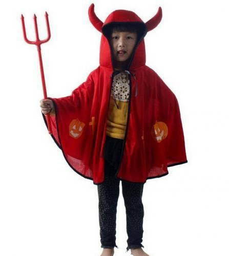 子供用 デビル マント★キッズ 悪魔風 角フード付きポンチョ★コスプレ ハロウィン衣装・変装・クリスマス・ハロウィーン・halloween