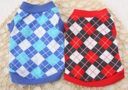 犬服 ペット チョッキ ノルディック風チェック柄★愛犬 ハロウィン 洋服 ドッグサイズ シャツ【新品★未使用品】