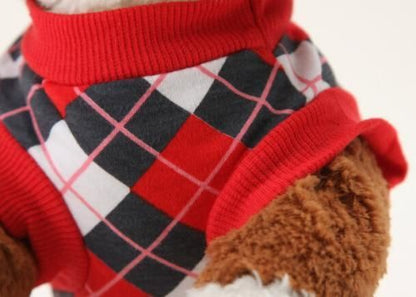 犬服 ペット チョッキ ノルディック風チェック柄★愛犬 ハロウィン 洋服 ドッグサイズ シャツ【新品★未使用品】