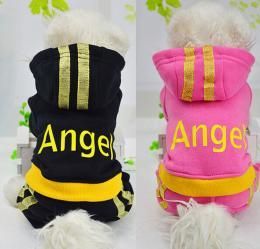 ペット用 ジャージ トレーナーパーカー ブラック/ピンク★フード付き冬用犬服 愛犬 ハロウィン 洋服 ドッグサイズ 仮装【新品★未使用品】