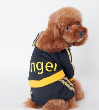 ペット用 ジャージ トレーナーパーカー ブラック/ピンク★フード付き冬用犬服 愛犬 ハロウィン 洋服 ドッグサイズ 仮装【新品★未使用品】