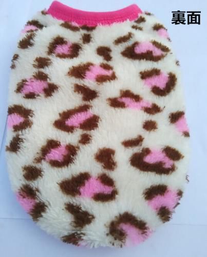 ペット用 リボン付き ヒョウ柄 ふわふわチョッキ ピンク/レッド★冬用犬服 愛犬 ハロウィン 洋服 ドッグサイズ 仮装【新品★未使用品】
