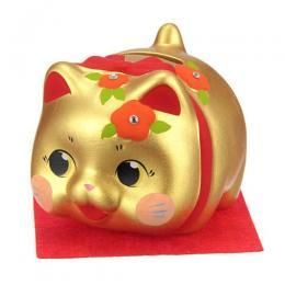 【在庫あり★即納可能】お花猫 貯金箱 三毛猫/金猫★癒しの金運アップ バンク【新品★未使用品】
