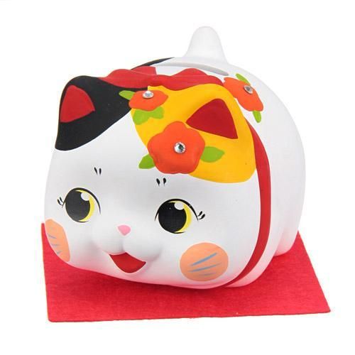 【在庫あり★即納可能】お花猫 貯金箱 三毛猫/金猫★癒しの金運アップ バンク【新品★未使用品】