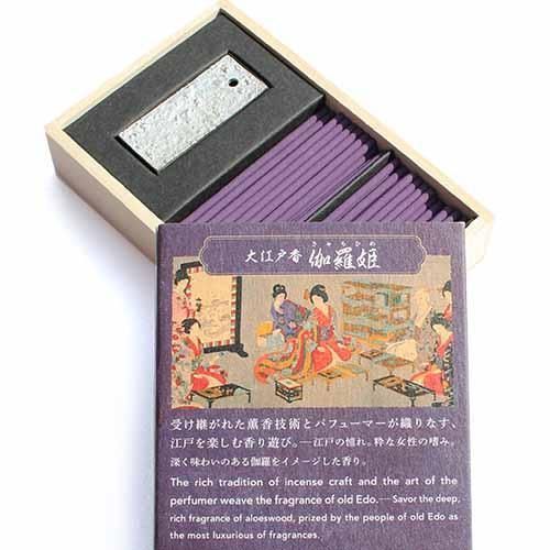 【在庫あり★即納可能】お香 大江戸香 玉松街道/伽羅姫/桜の花衣/湯屋の雫/花街牡丹/長寿菊花★香立て付き