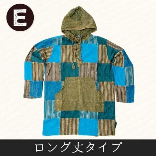 パッチワーク プルオーバーパーカー★ストーンウォッシュの深みある風合い / ユニセックス【新品・未開封】