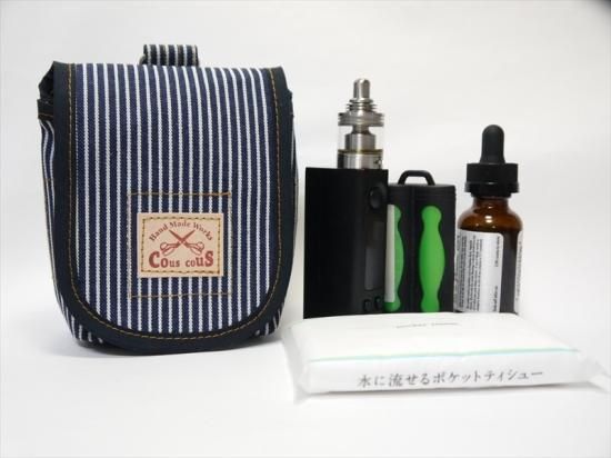 赤字上等★激安セール【在庫あり★即納可能】VAPE(電子タバコ)ポーチ ヒッコリー：Mサイズ ハンドメイドワークス Cous cous★クスクス【新品・未開封】