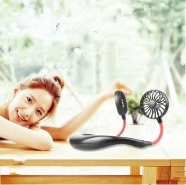 【在庫あり★即納可能】W FAN ハンズフリー ポータブル扇風機 ダブルファン ミニファン usb 充電 卓上 熱中症対策 手持ち携帯 ハンディファン コンパクト スタンド