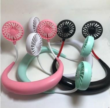 【在庫あり★即納可能】W FAN ハンズフリー ポータブル扇風機 ダブルファン ミニファン usb 充電 卓上 熱中症対策 手持ち携帯 ハンディファン コンパクト スタンド