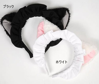【即納】ねこみみ付きメイドカチューシャ☆2color【ネコ耳/けもみみ/コスプレ小物】【アクセサリー/ハロウィン/コスプレ小物】