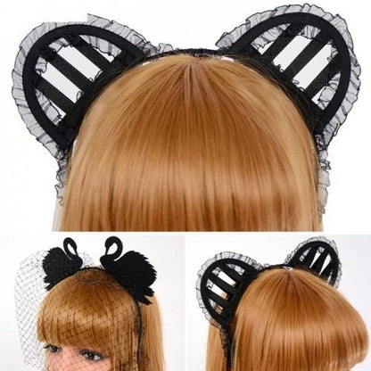 【即納】ブラックスワン＆ベアカチューシャ【アニマル/ゴシック】【アクセサリー/ハロウィン/コスプレ小物】