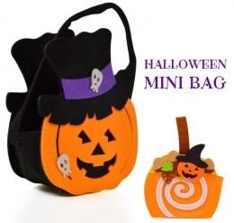 【即納】ハロウィンかぼちゃフェルトバッグ【ミニバッグ/ポーチ/ギフトバッグ/雑貨】【アクセサリー/ハロウィン/コスプレ小物】