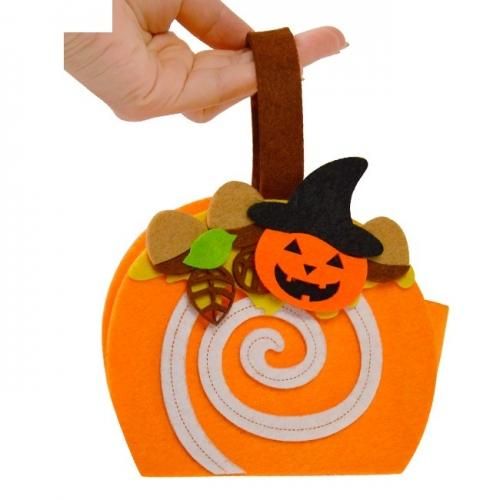 【即納】ハロウィンかぼちゃフェルトバッグ【ミニバッグ/ポーチ/ギフトバッグ/雑貨】【アクセサリー/ハロウィン/コスプレ小物】