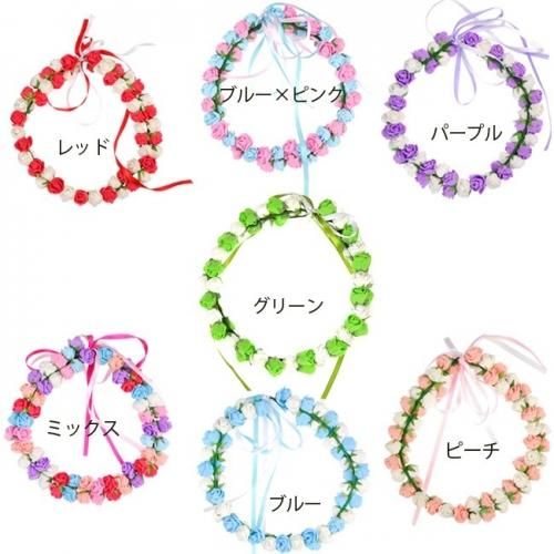 【即納】KIDS＆レディース☆ダブルローズ花かんむり【薔薇/フェス/ウェディング/花冠/ヘアアクセ】【アクセサリー/ハロウィン/コスプレ小物】