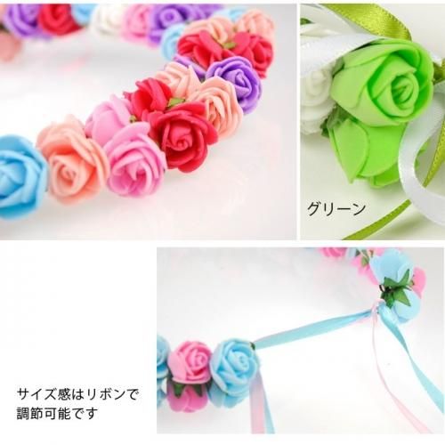 【即納】KIDS＆レディース☆ダブルローズ花かんむり【薔薇/フェス/ウェディング/花冠/ヘアアクセ】【アクセサリー/ハロウィン/コスプレ小物】