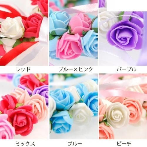 【即納】KIDS＆レディース☆ダブルローズ花かんむり【薔薇/フェス/ウェディング/花冠/ヘアアクセ】【アクセサリー/ハロウィン/コスプレ小物】