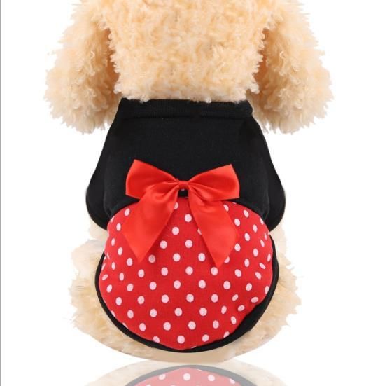 ペット用 リボン付き 水玉ペットパーカー★秋冬着用犬服 愛犬ニット ハロウィン 洋服 ドッグサイズ 仮装【新品★未使用品】