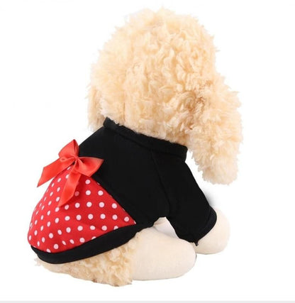 ペット用 リボン付き 水玉ペットパーカー★秋冬着用犬服 愛犬ニット ハロウィン 洋服 ドッグサイズ 仮装【新品★未使用品】