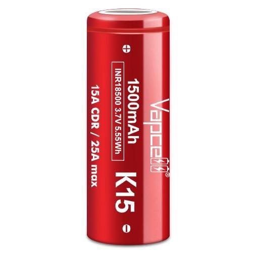 赤字上等★激安セール【在庫あり★即納可能】オーセンティック Vapcell INR18500 K15 1500mah 15A/25A リチウムイオンバッテリー★ヴァップセル フラットトップ【×】