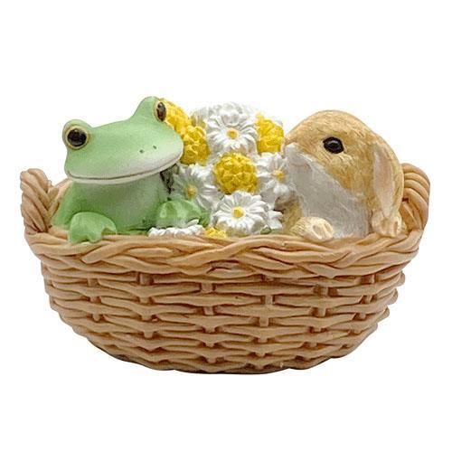 【在庫あり★即納可能】コポー 花かごの中のうさぎとカエル Copeau★風水★金運【新品】【蛙/カエル/かえる】【置物】【キャラクターグッズ★雑貨】