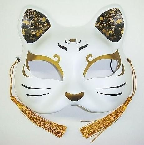 【在庫あり★即納可能】お面 半面 猫面 (十三/月) お得なパッケージなし★ねこ【新品★未使用品】