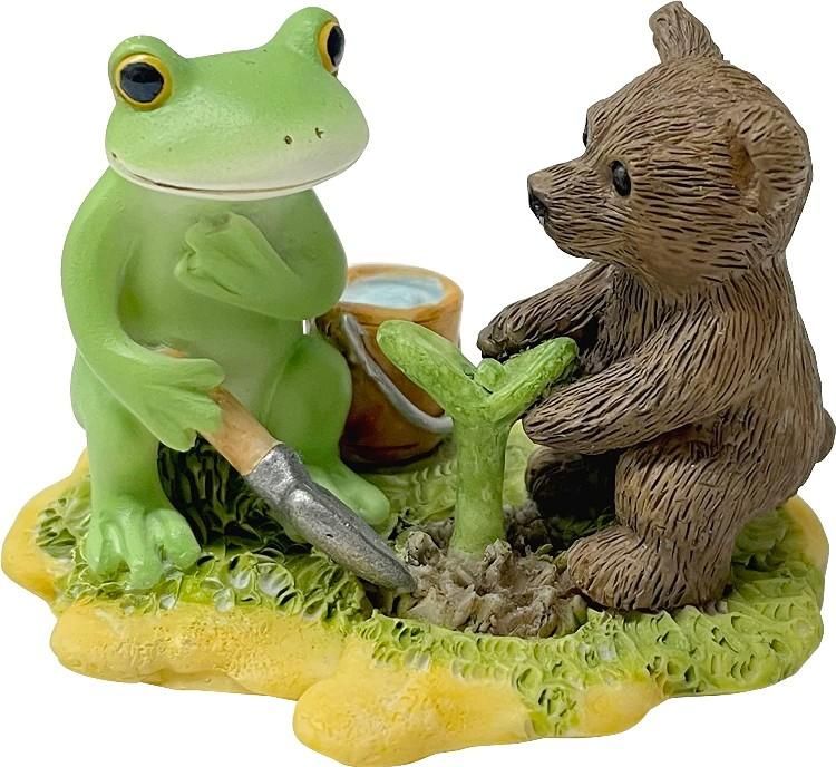 【在庫あり★即納可能】コポー お花を育てるカエルとクマ Copeau★風水★金運【新品】【蛙/カエル/かえる】【置物】【キャラクターグッズ★雑貨】
