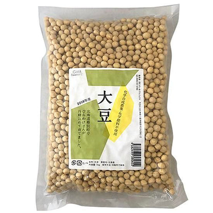 【お取り寄せ★納期 最長 約2週間】平譯（ひらわけ）さんの 大豆（トヨムスメ・トヨマサリ） 1kg（栽培期間中 農薬・化学肥料不使用 / 北海道産）