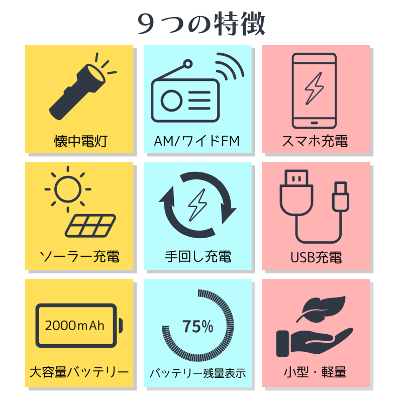 【お取り寄せ★納期 最長 約2週間】ソーラー 多機能ラジオライト★USB充電 手回し充電 ソーラー充電 スマホ充電 ワイドFM対応 ポータブルラジオ LEDライト 防災ラジオ 懐中電灯