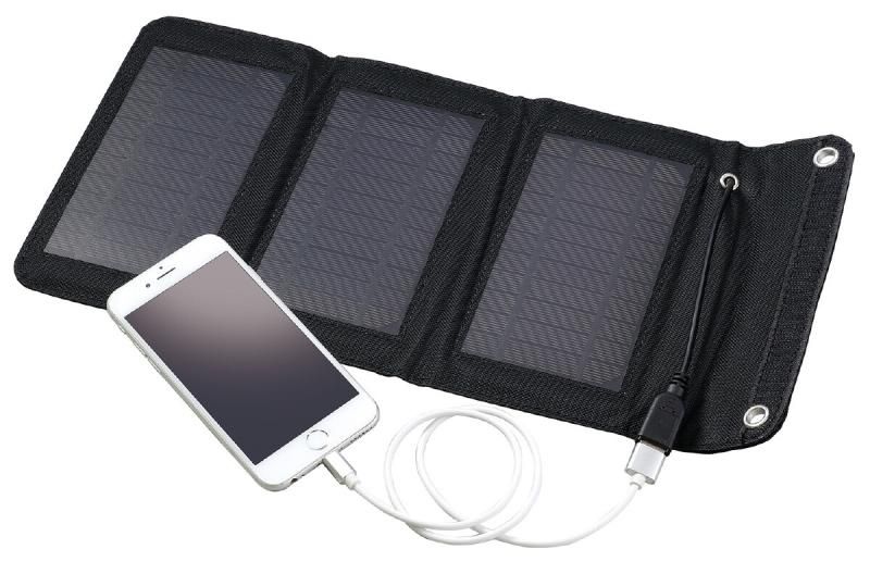 【お取り寄せ★納期 最長 約2週間】折りたたみ式 ポータブル ソーラー充電器 5W★折りたたんでコンパクトに携帯できる★避難時 被災時にも便利