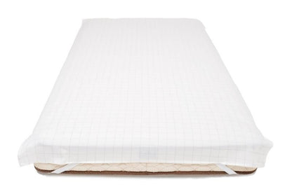 【メーカー直送】アーシングコットン 敷シーツ シングルサイズ★床面100x200cm ゴムバンド付 色 ホワイトの 格子柄 高耐久 感触良 オリジナル 日本製
