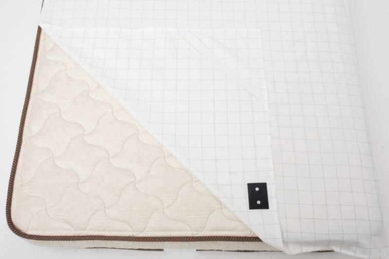 【メーカー直送】アーシングコットン 敷シーツ シングルサイズ★床面100x200cm ゴムバンド付 色 ホワイトの 格子柄 高耐久 感触良 オリジナル 日本製